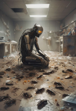 Silent Witness of Abandonment: A Metallic Humanoid's Tale