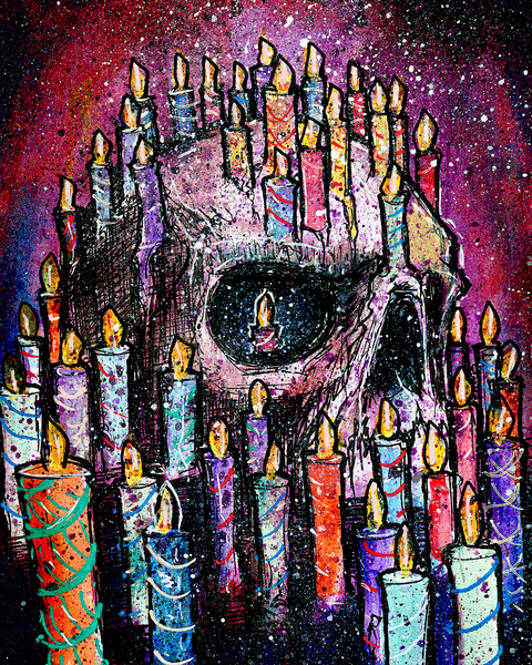 Birthday Candles on a Skull