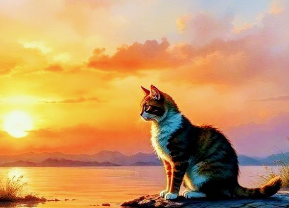 Cat at Sunset #2