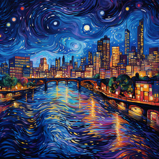 Neon Nights: Van Gogh's Metropolis