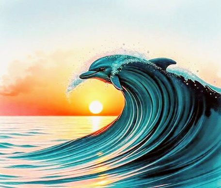 Dolphin at sunset