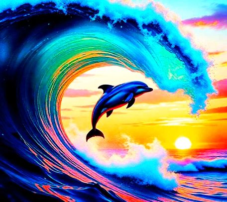 Dolphin's Sunset Leap #2