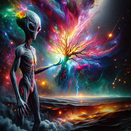 The Space Alien #142 Surrealist Alien Space Art: The Cosmic Nebuloroot
