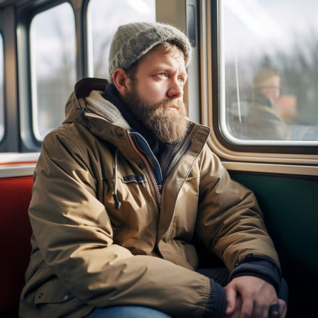 Fisherman on a train