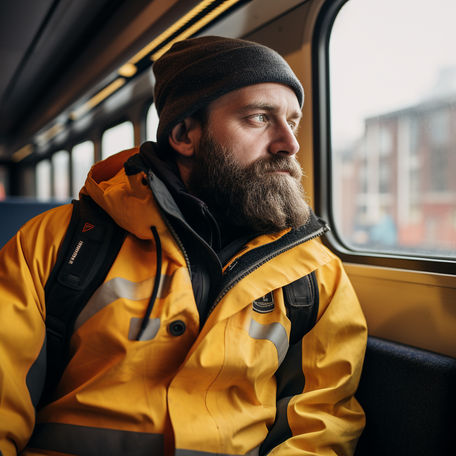 Danish fisherman on a train