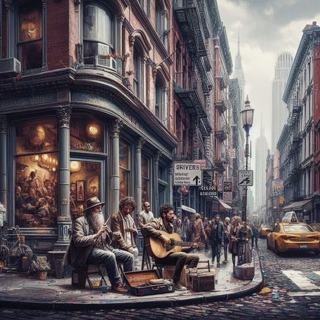 Buskers on a corner in Soho