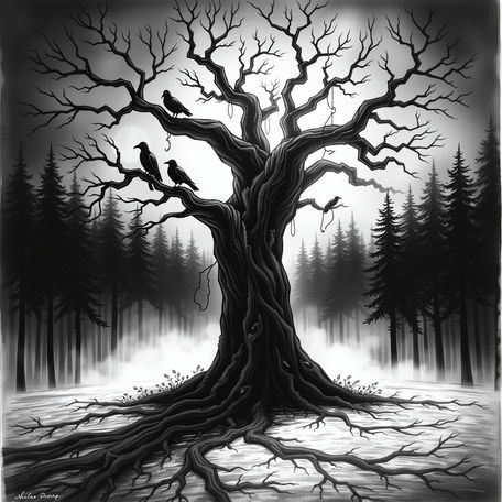 Dark, Foggy Forest Inspired by Nicolas Delort