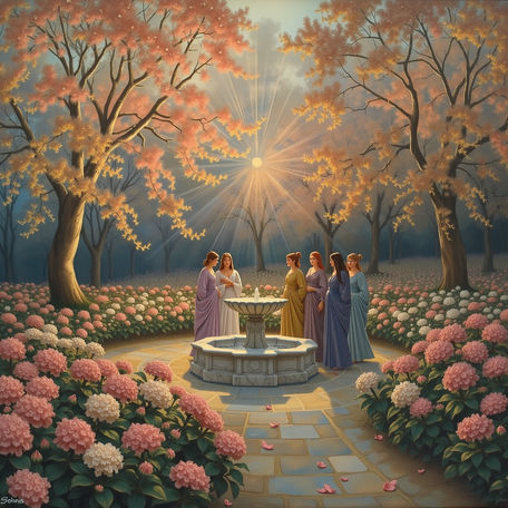 Serene Garden Inspired by Maurice Denis Style