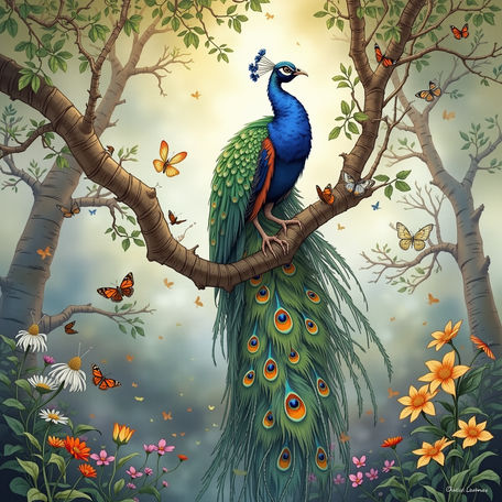 Surrounded by Animals Inspired by Charles Maurice Detmold Style