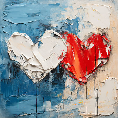 Impasto Embrace: United Heartbeats