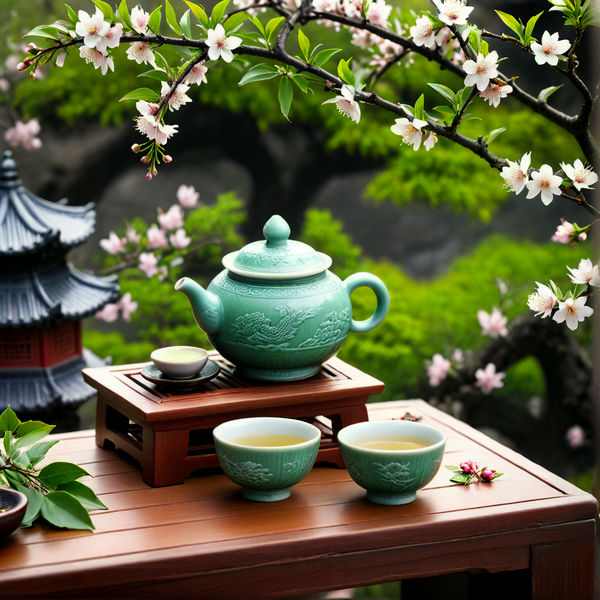 Porcelain Cup of Longjing (Dragon Well) tea